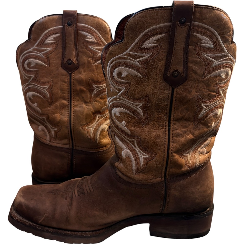 Rio Grande Boots Mens Brown Leather Square Toe Western Cowboy Size 10.5